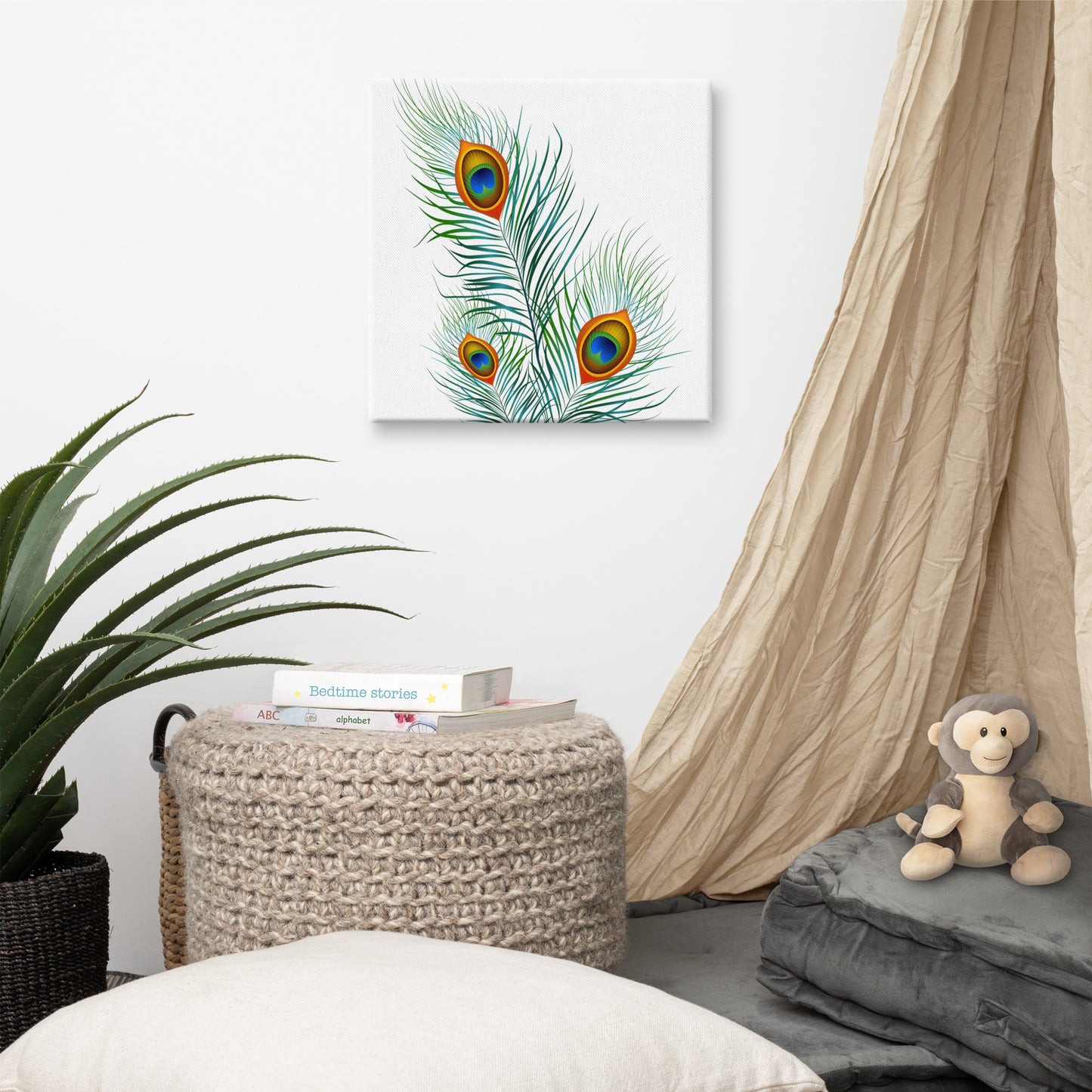 'Peacock' Stretched Framed Canvas