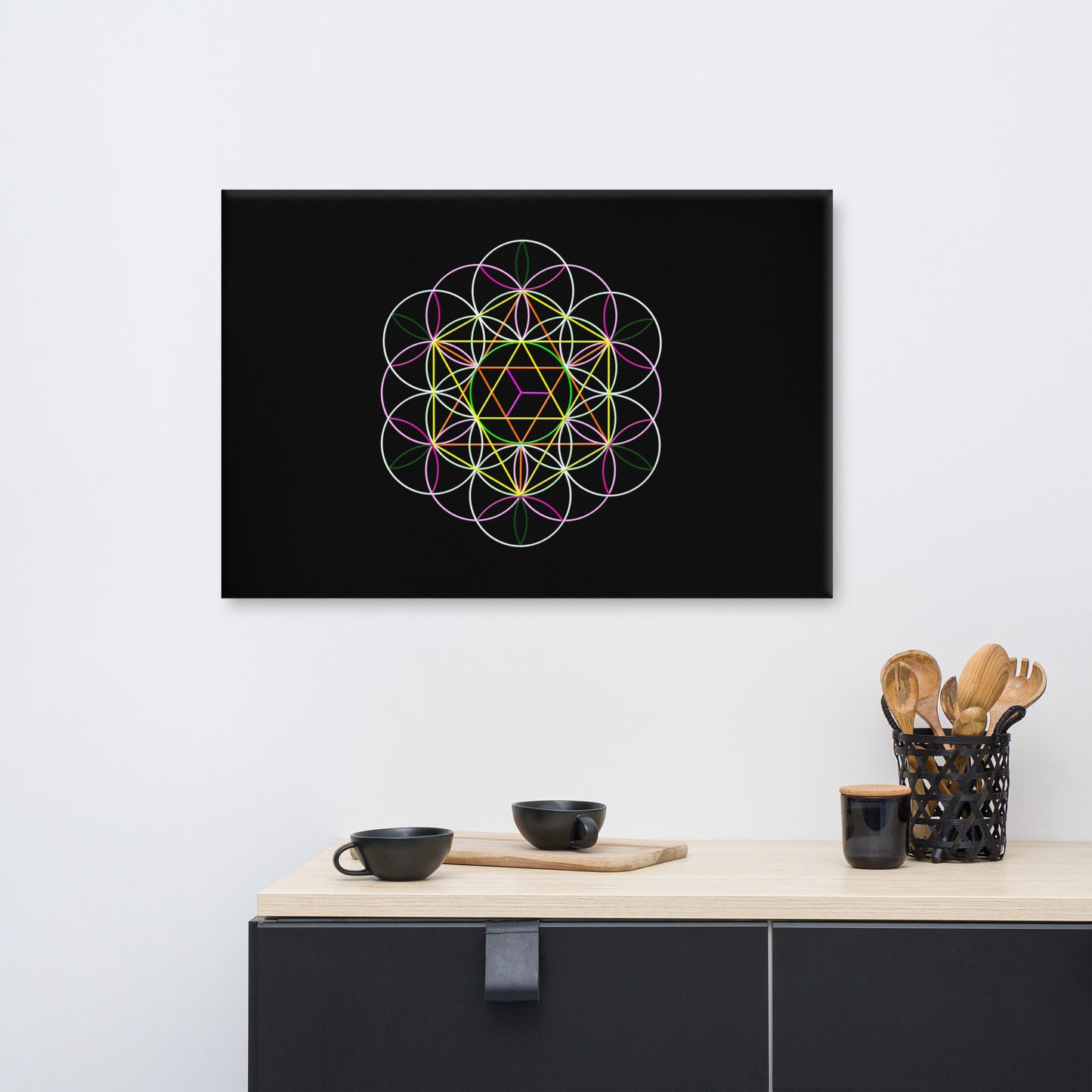 'Flower of Life' Stretched Framed Canvas