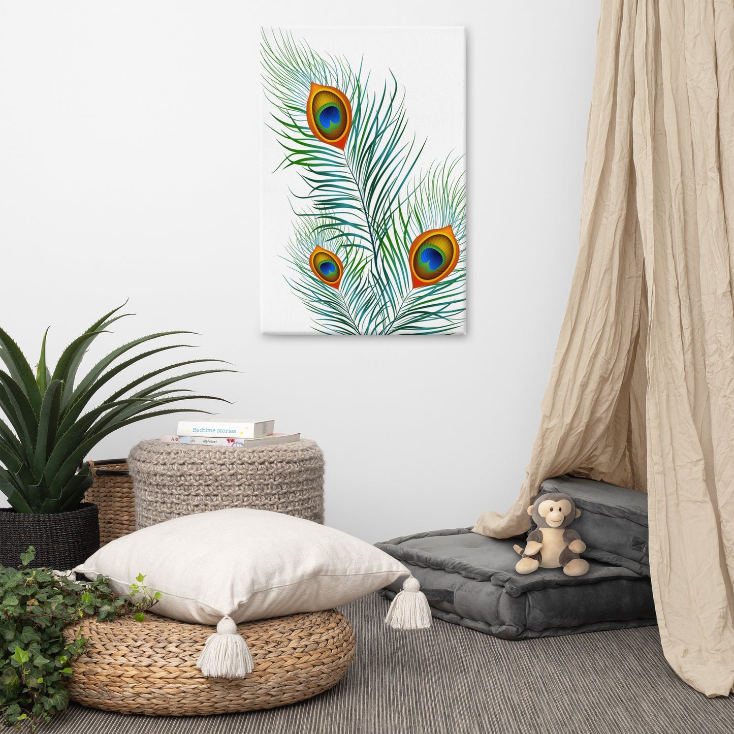 'Peacock' Stretched Framed Canvas