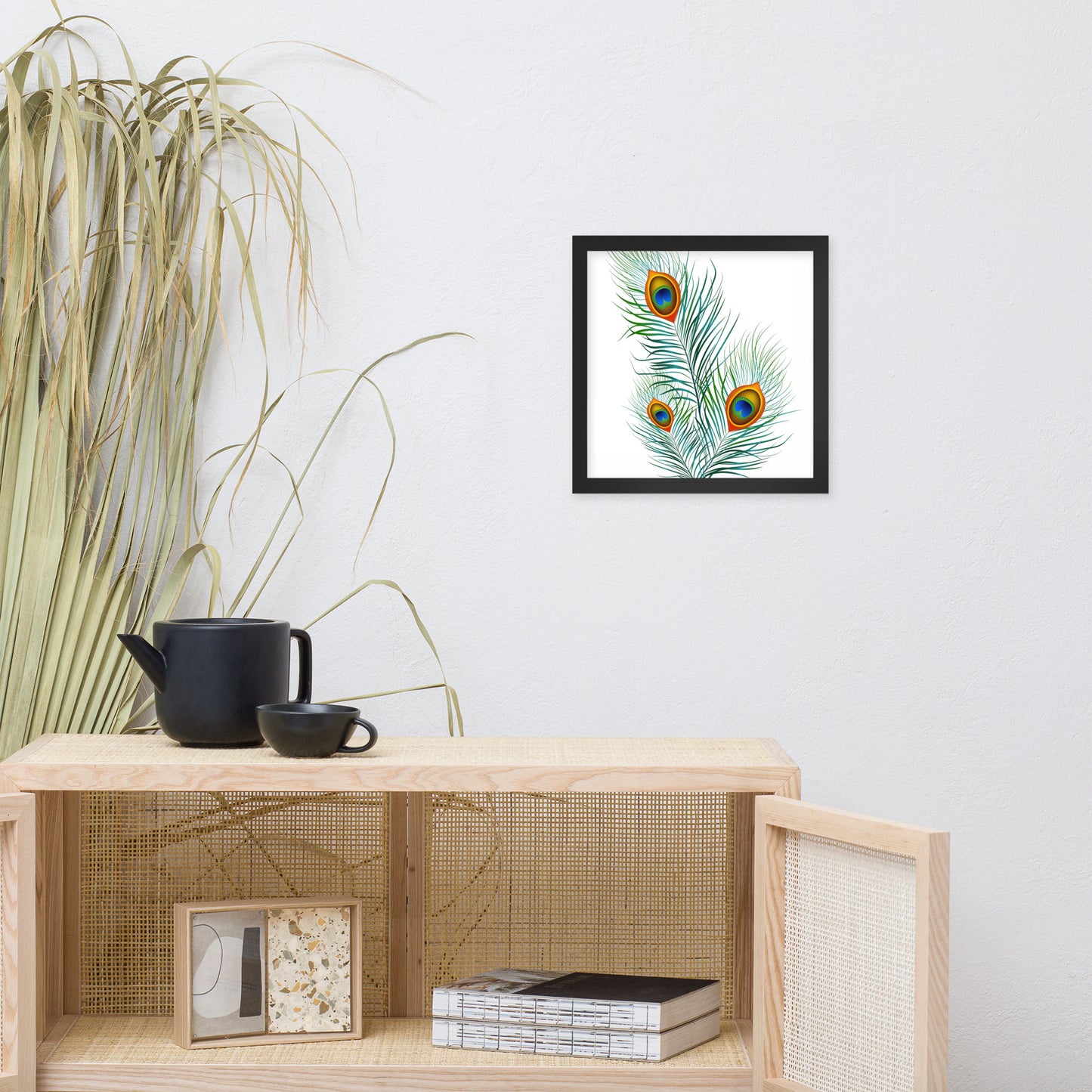 'Peacock' Premium Luster Photo Paper Framed Poster