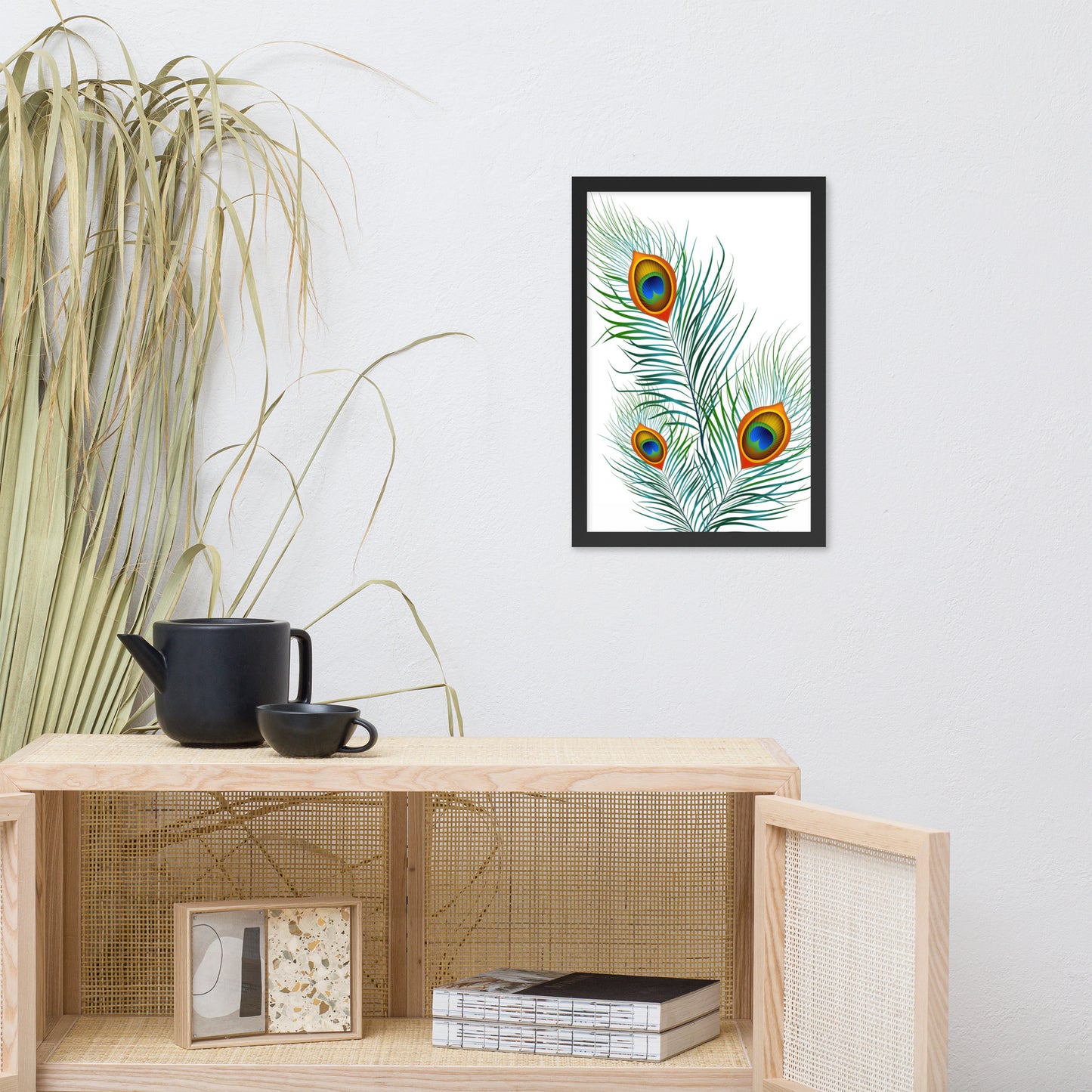 'Peacock' Premium Luster Photo Paper Framed Poster