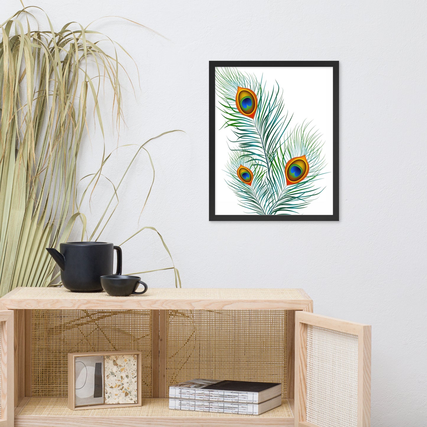 'Peacock' Premium Luster Photo Paper Framed Poster