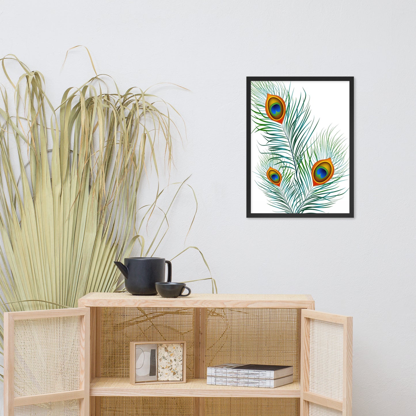 'Peacock' Premium Luster Photo Paper Framed Poster