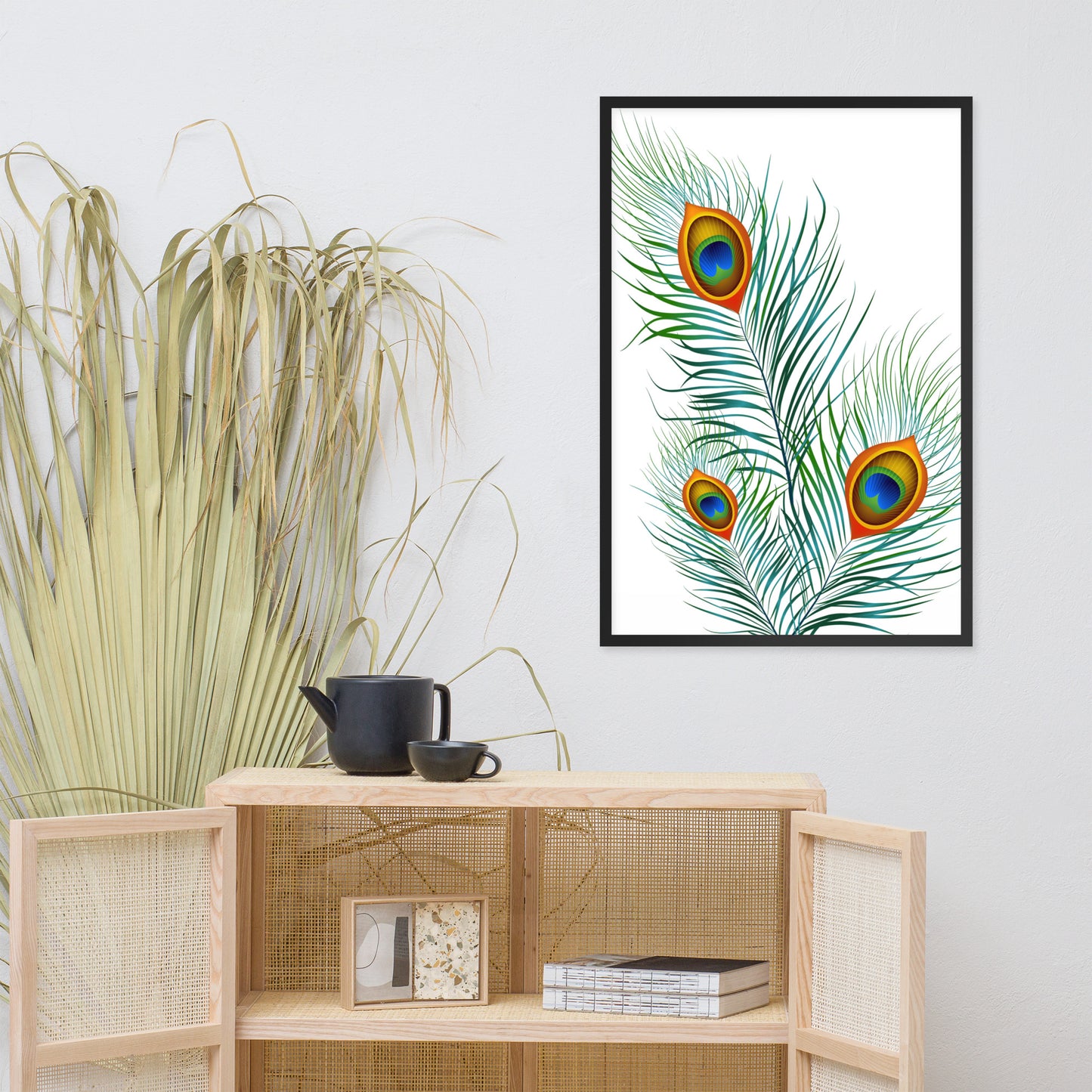 'Peacock' Premium Luster Photo Paper Framed Poster