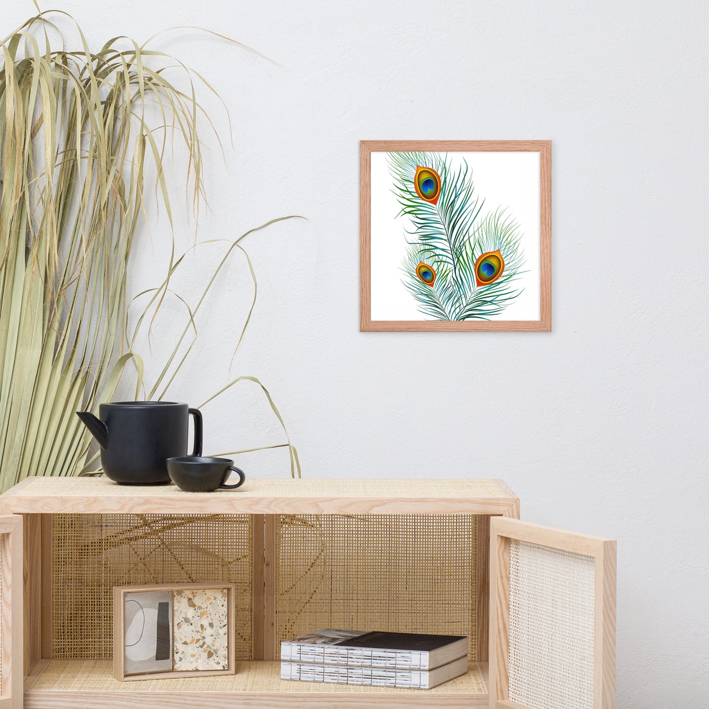 'Peacock' Premium Luster Photo Paper Framed Poster