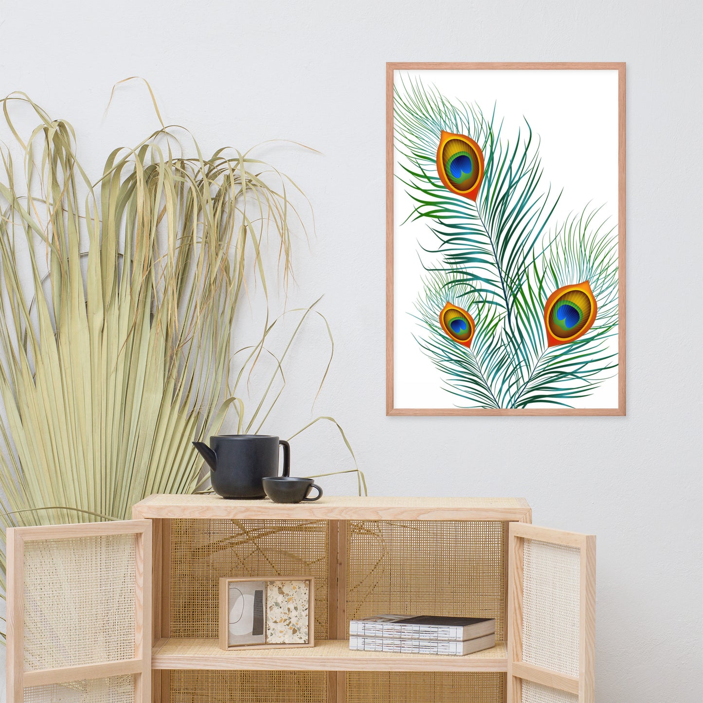 'Peacock' Premium Luster Photo Paper Framed Poster