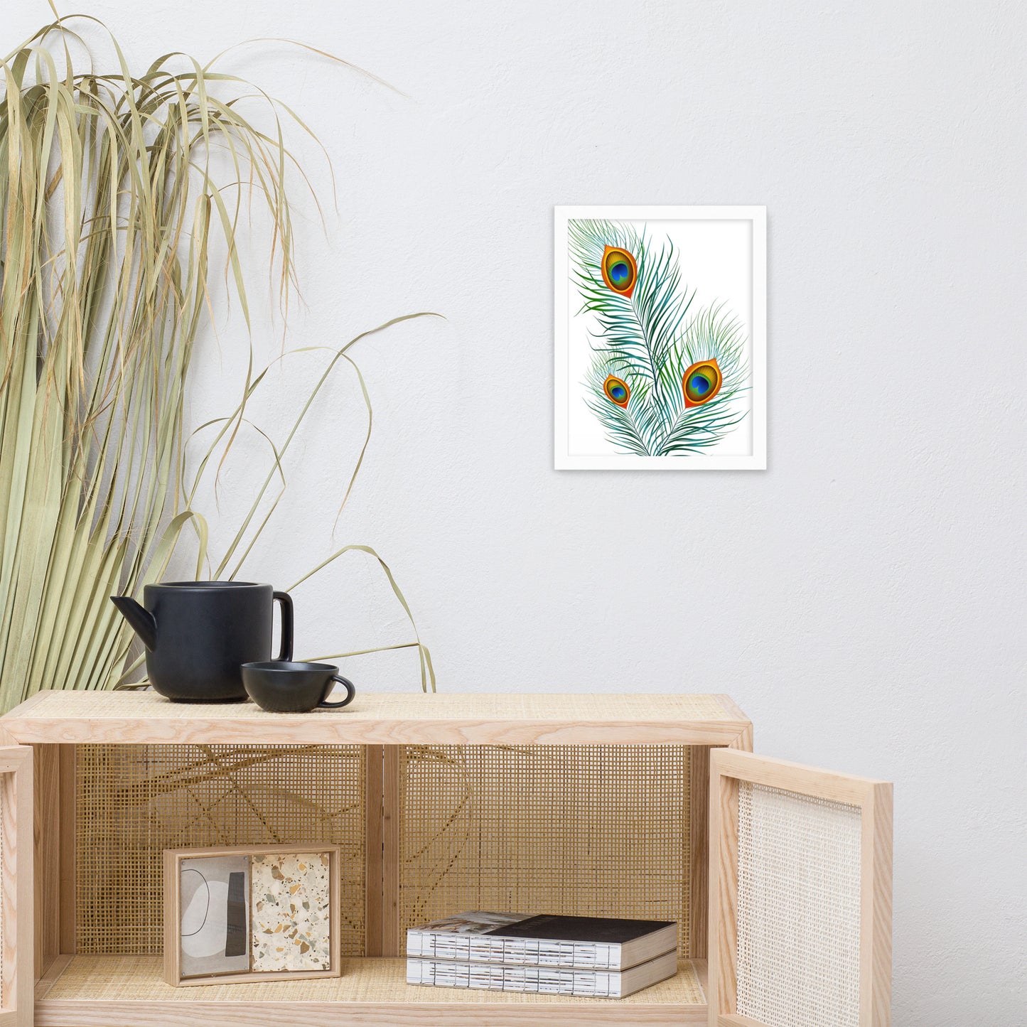 'Peacock' Premium Luster Photo Paper Framed Poster