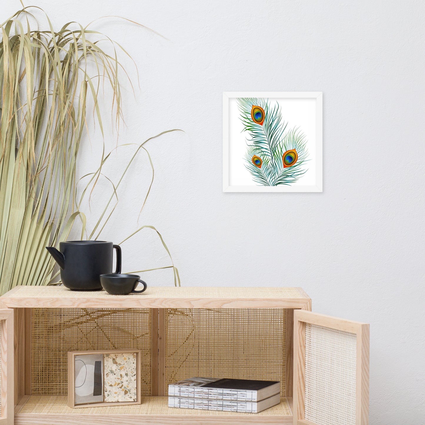 'Peacock' Premium Luster Photo Paper Framed Poster