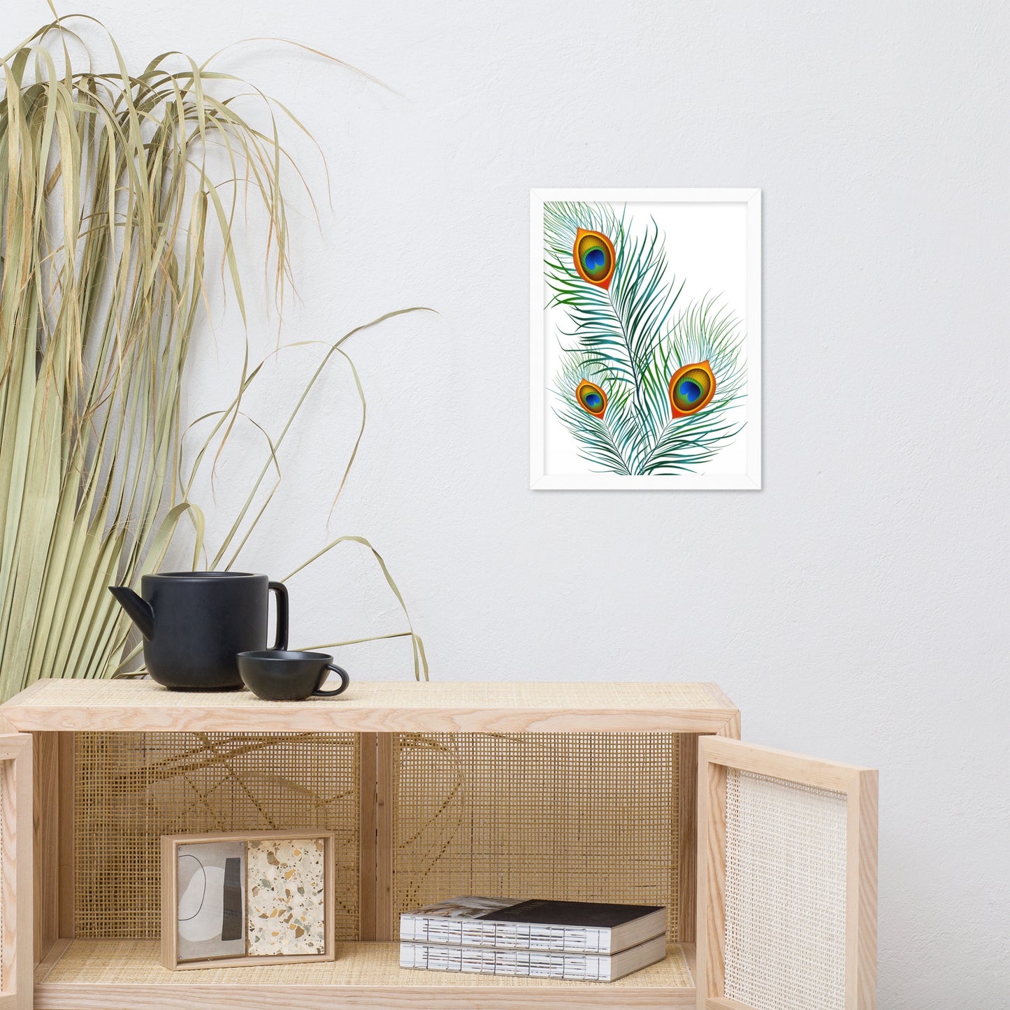 'Peacock' Premium Luster Photo Paper Framed Poster