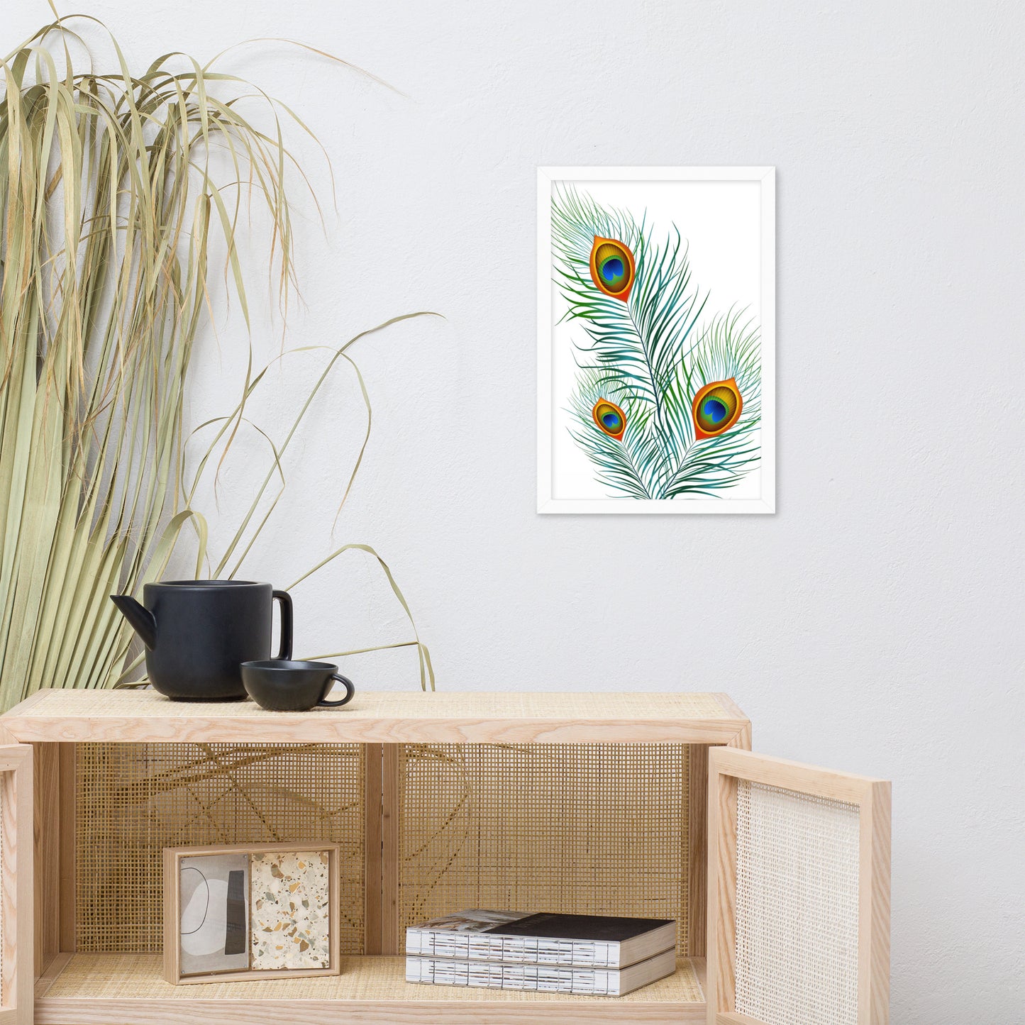 'Peacock' Premium Luster Photo Paper Framed Poster