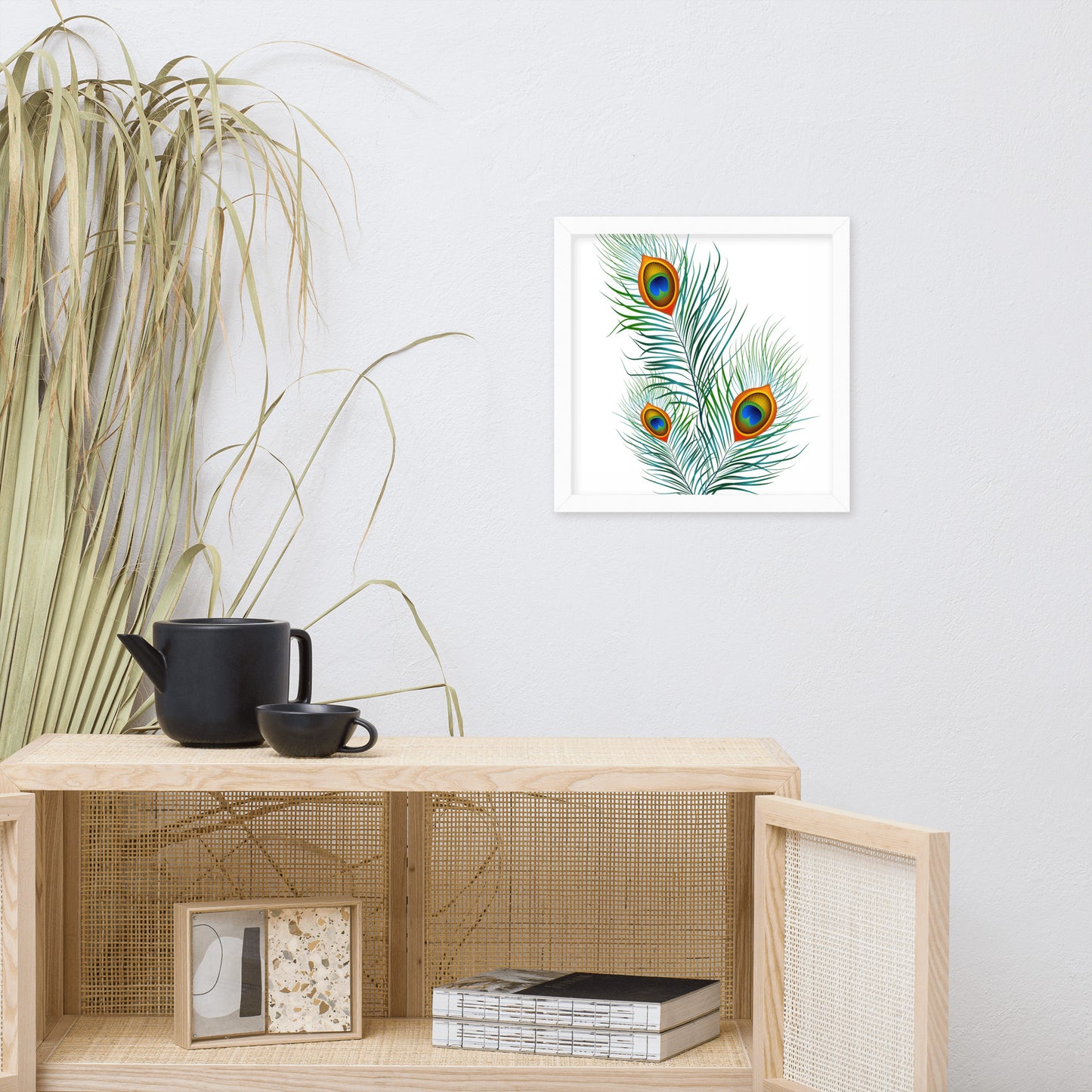 'Peacock' Premium Luster Photo Paper Framed Poster