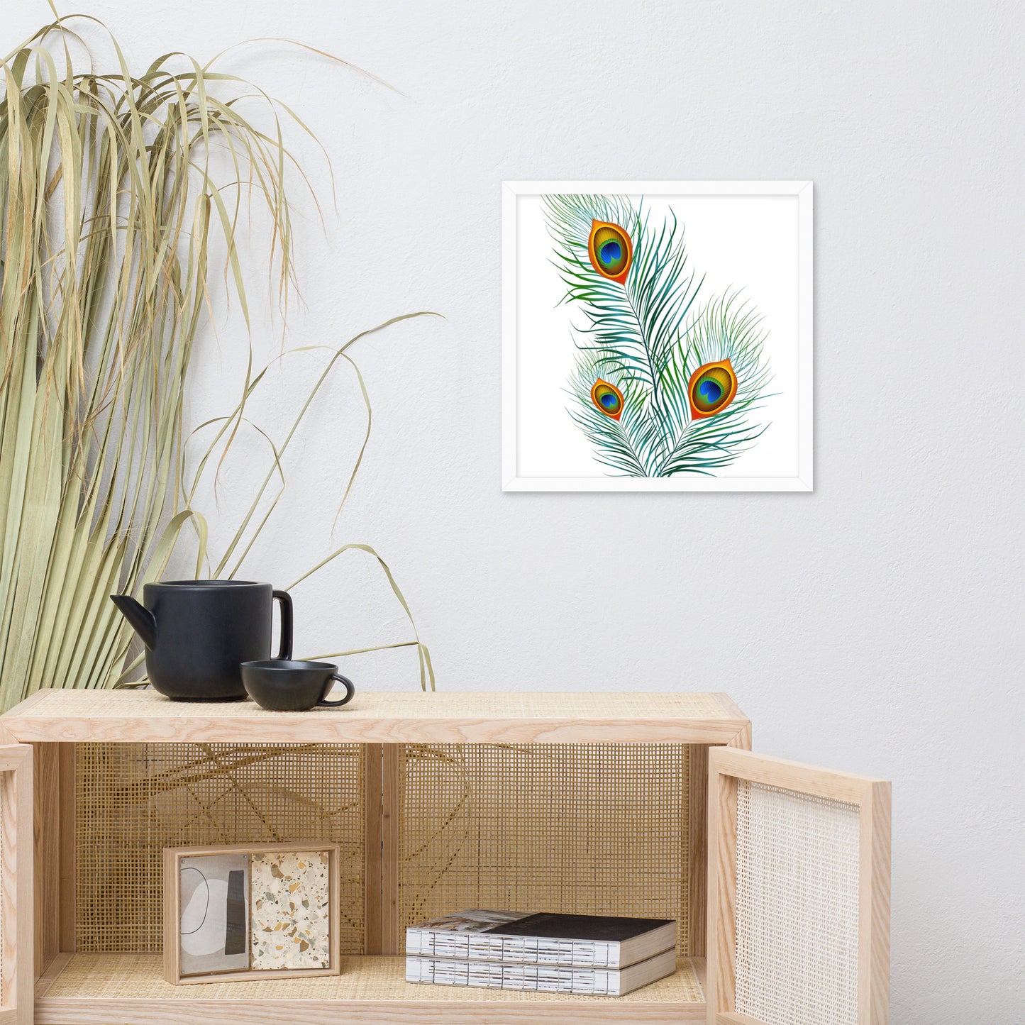 'Peacock' Premium Luster Photo Paper Framed Poster