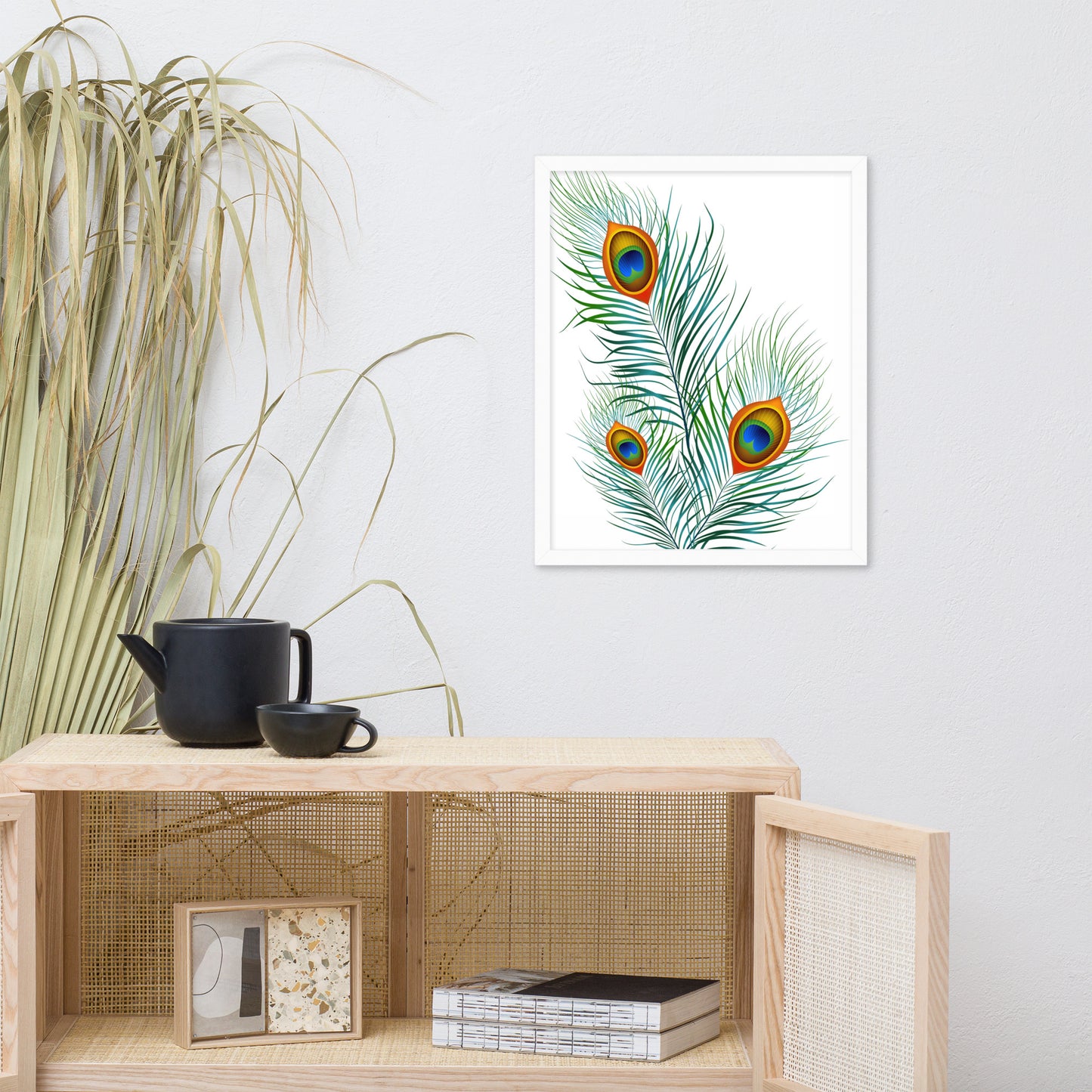 'Peacock' Premium Luster Photo Paper Framed Poster