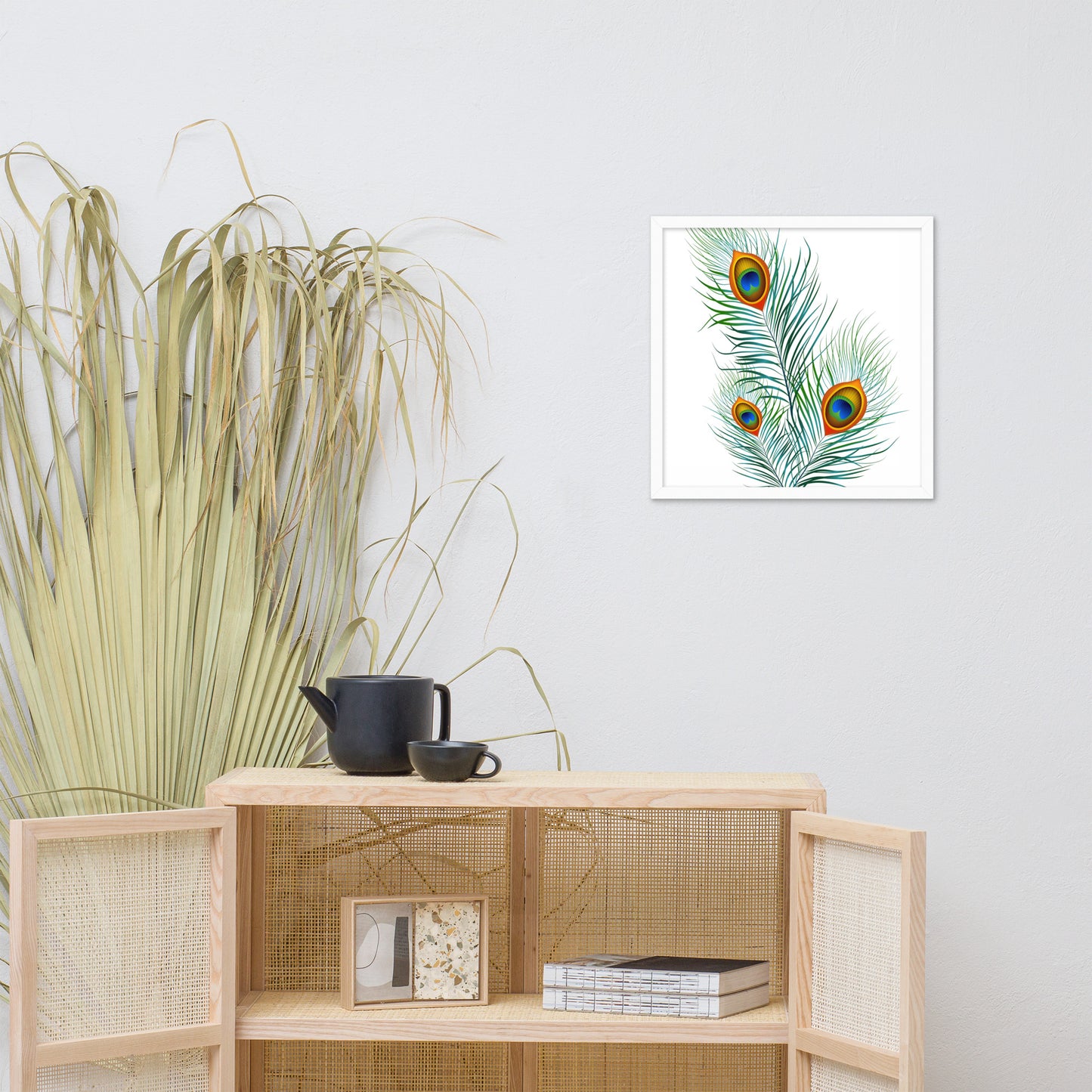 'Peacock' Premium Luster Photo Paper Framed Poster