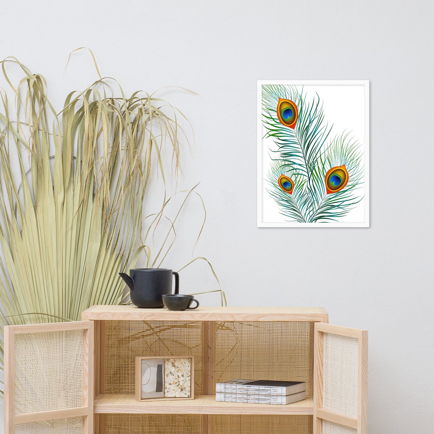 'Peacock' Premium Luster Photo Paper Framed Poster