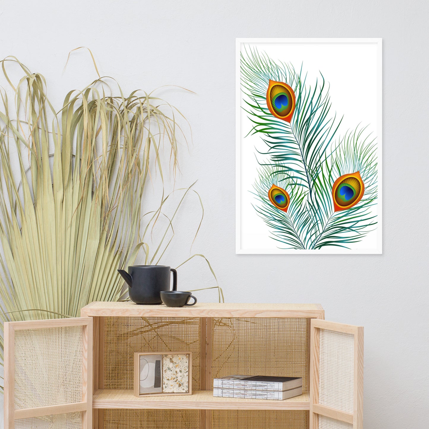 'Peacock' Premium Luster Photo Paper Framed Poster